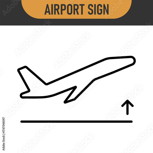 Arrivals and departure plane signs. Airport Sign. Simple icons, airplane landing and takeoff. Airport icons set: departures, arrivals. Vector illustration Aircraft or Airplane