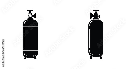 Two black gas cylinder icons displayed on a plain white background