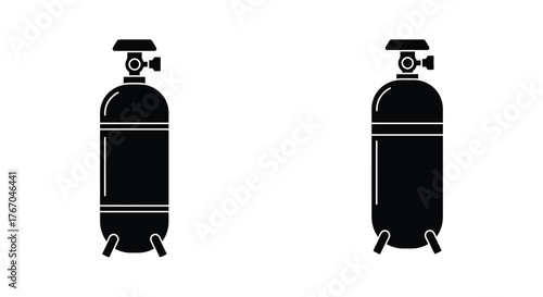 Two black silhouette icons depicting oxygen tanks for medical or diving uses
