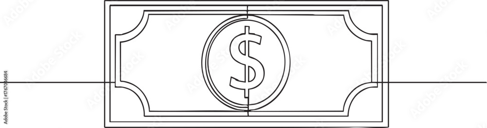 Obraz premium Modern minimalist dollar bill icon symbolizing financial success, investment, and economic growth with clean lines