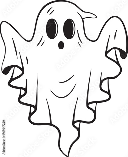Halloween Ghost Editable Blank Vector Outline