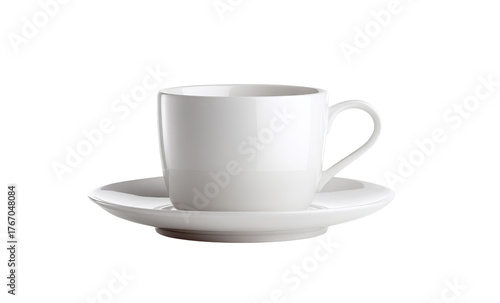 White Coffee Cup and Saucer isolated on a transparent background
