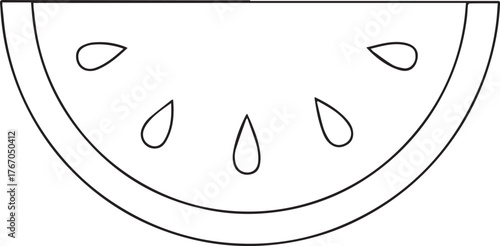 watermelon slice one continuous line art, Vector illustration, One line art, Line art graphic style