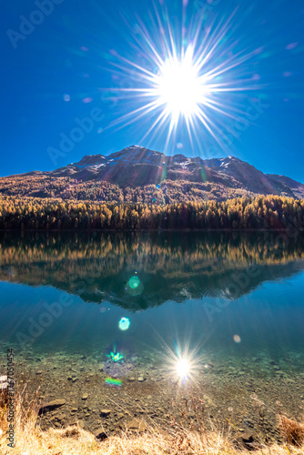 Herbst im Engadin in Graubünden in der Schweiz