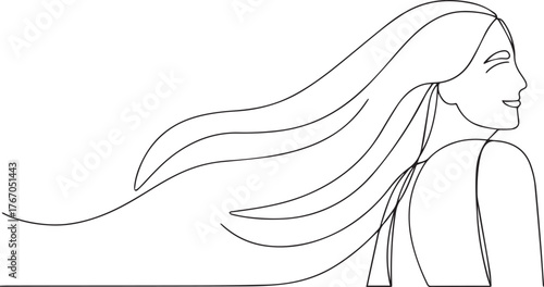 drawing of woman one continuous line art, Vector illustration, One line art, Line art graphic style