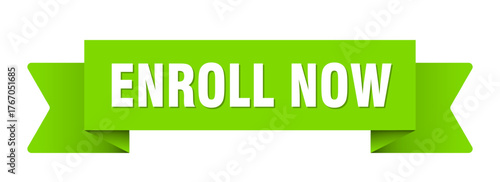 enroll now ribbon isolated on transparent background. enroll now ribbon