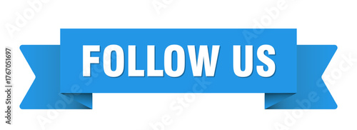 follow us ribbon isolated on transparent background. follow us ribbon
