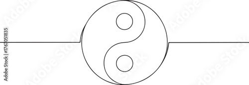 Yin yang symbol sign one continuous line art, Vector illustration, One line art, Line art graphic style