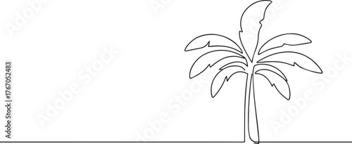 Banana tree one continuous line art, Vector illustration, One line art, Line art graphic style