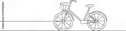 Bicycle one continuous line art, Vector illustration, One line art, Line art graphic style