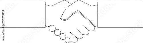 Businessman shaking one continuous line art, Vector illustration, One line art, Line art graphic style