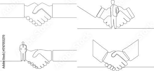 A group of Businessman shaking one continuous line art, Vector illustration, One line art, Line art graphic style