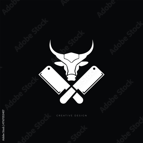 butchery branding bull logo