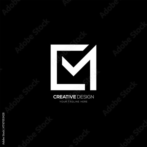 C M creative letter rectangle shape monogram logo