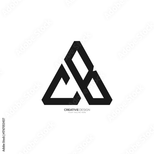 C B triangle letter unique shape logo.