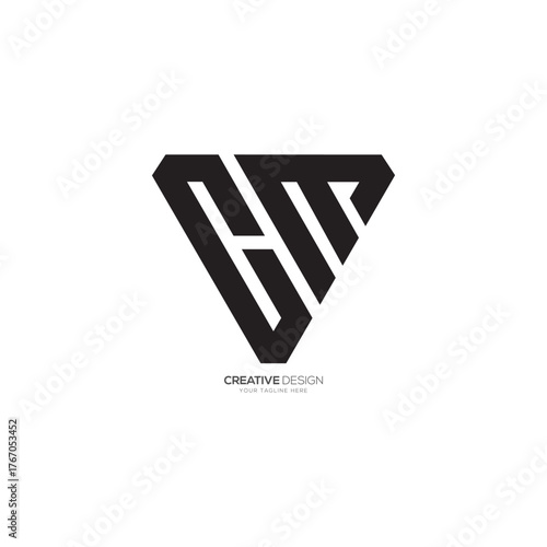 C M triangle letter unique shape modern logo