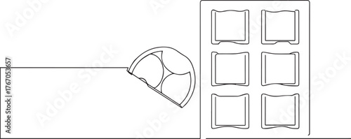 Chocolate bar one continuous line art, Vector illustration, One line art