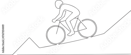 cyclist racing sports one continuous line art, Vector illustration, One line art, Line art graphic style