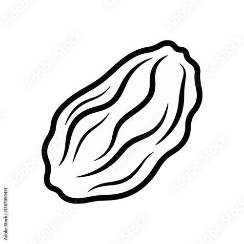 Simple, clean illustration of a single raisin on a white background