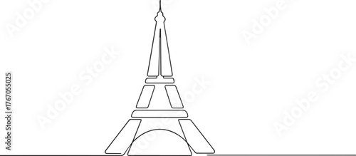Eiffel tower one continuous line art, Vector illustration, One line art, Line art graphic style