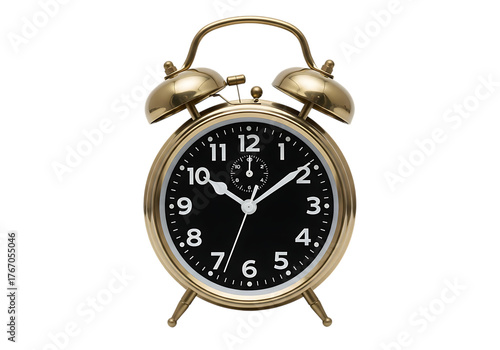 Wallpaper Mural Close up of a golden alarm clock isolated on transparent background showing ten oclock Torontodigital.ca