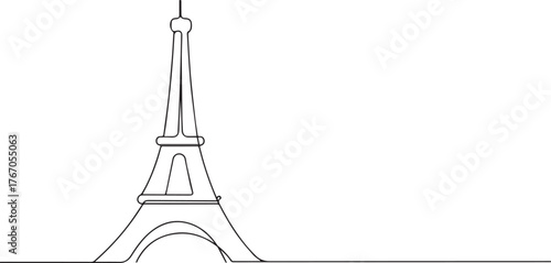 Eiffel tower one continuous line art, Vector illustration, One line art, Line art graphic style