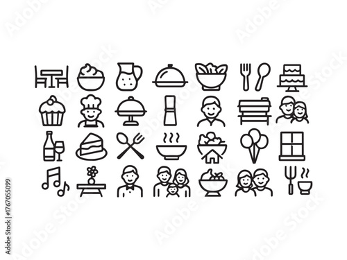 Food Delivery Takeout  Catering Service Solid Icons - Logistic  Order  Invoice and Business Vector Set