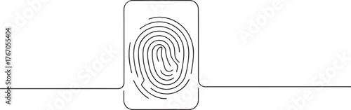 Fingerprint one continuous line art, Vector illustration, One line art, Line art graphic style