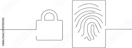 Fingerprint one continuous line art, Vector illustration, One line art, Line art graphic style