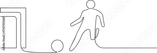Man playing football one continuous line art, Vector illustration, One line art, Line art graphic style