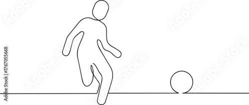 Man playing football one continuous line art, Vector illustration, One line art, Line art graphic style