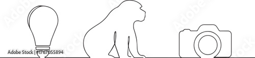 Apes one continuous line art, Vector illustration, One line art, Line art graphic style