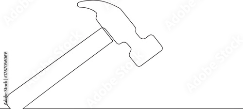 Hammer tool one continuous line art, Vector illustration, One line art, Line art graphic style