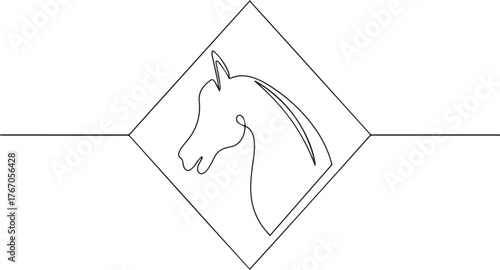 Horse head portrait one continuous line art, Vector illustration, One line art, Line art graphic style