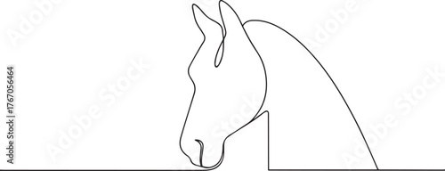 Horse head portrait one continuous line art, Vector illustration, One line art, Line art graphic style