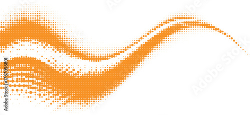 Orange halftone soundwave vector pattern design, dynamic flow for music, visual effects, digital branding, modern audio visuals, and creative web design projects