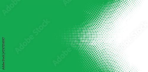 Green halftone soundwave vector pattern with fade-out effect, dynamic pulse design for audio visuals, music branding, digital media, and creative projects