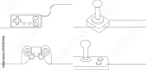 A group of A Controller one continuous line art, Vector illustration, One line art, Line art graphic style