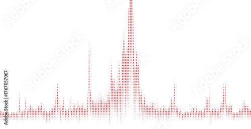 Abstract red soundwave pulse with high peaks and valleys, clean design for modern music branding, audio visuals, creative digital advertising, and media projects
