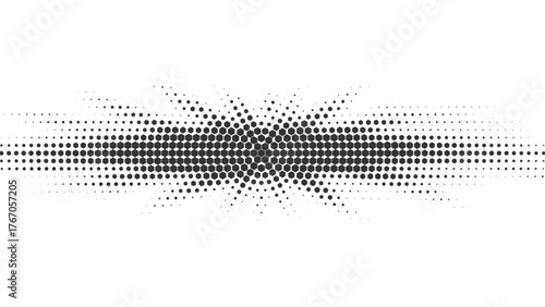 Black and white halftone wave pattern with sharp pulse for audio branding, clean digital media design, creative music visuals, and web advertising use