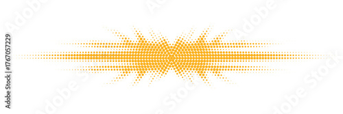 Orange halftone explosion wave design, dynamic audio pulse for digital media, music visuals, and creative branding use