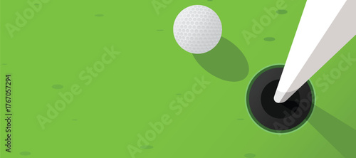 golf ball and playing golf on green ground