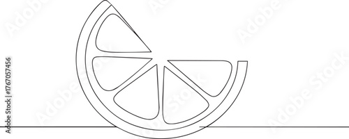 Lemon slice one continuous line art, Vector illustration, One line art, Line art graphic style