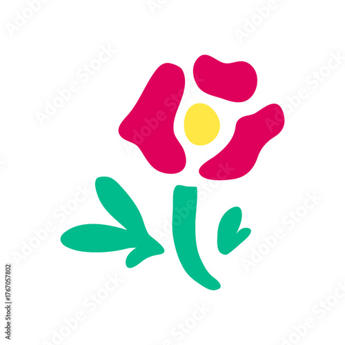 Cute stylized leopard rose flower isolated on white background.