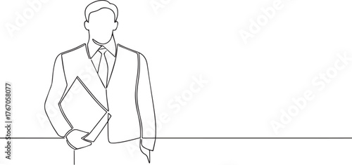 A business man one continuous line art, Vector illustration, One line art, Line art graphic style