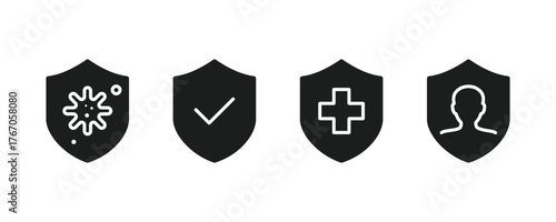 Immune system and antibacterial protection icon set. Bacteria, immunity, and virus protection icons.