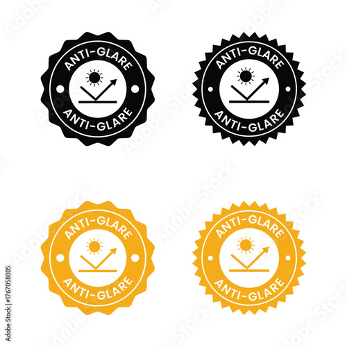 Anti-Glare Circle Logo – Vector Design for Product Label, Information Sticker, Screen Protection Badge, Anti-Glare sign, logo, badge, icon, sticker, label, emblem, stamp, symbol, black, line