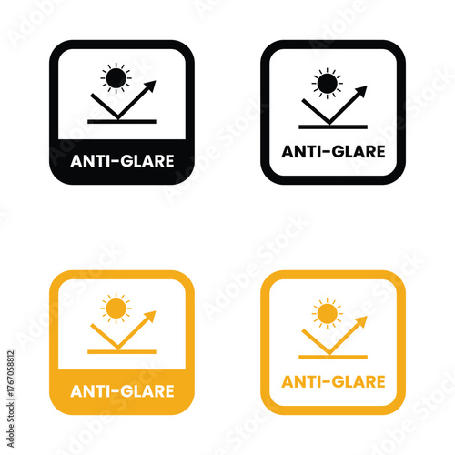Anti-Glare Circle Logo – Vector Design for Product Label, Information Sticker, Screen Protection Badge, Anti-Glare sign, logo, badge, icon, sticker, label, emblem, stamp, symbol, black, line
