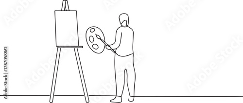 artist painting on canvas, line art clip art preview