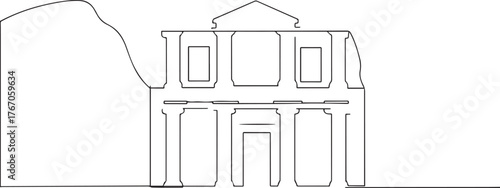 Petra monument one continuous line art, Vector illustration, One line art, Line art graphic style